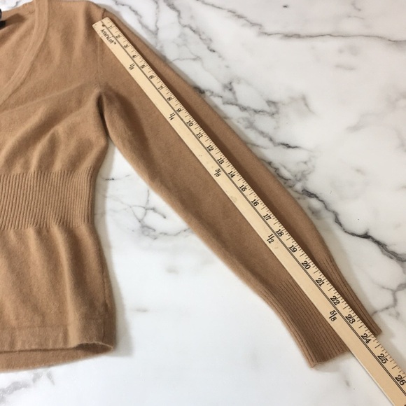 Julia Jones Tan Knit Angora Rabbit Hair Cardigan Sweater Womens Large V Neck - Picture 10 of 10